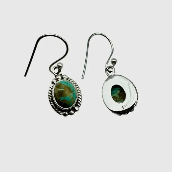 Royston Turquoise Solid 925 Sterling Silver Earrings - Picture 2 of 2